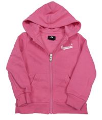 Růžová propínací mikina s logem a kapucí Converse