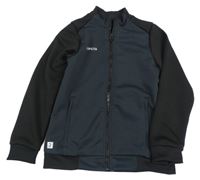 Tmavošedo-černá propínací sportovní mikina Kipsta 