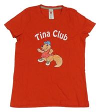 Červené tričko s bobrem a nápisem 