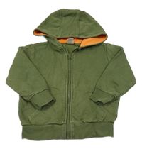 Khaki propínací mikina s kapucí 