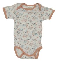 Bílo-růžovo-zelené květované body 