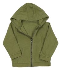 Khaki propínací mikina s kapucí M&S