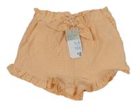 Nové - Oranžovo-bílé kostkované kraťasy s mašlí Primark