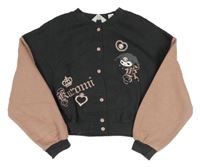 Antracitovo-starorůžová baseballová crop mikina s Kuromi H&M