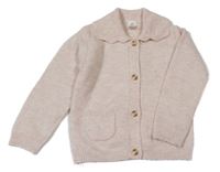Světlerůžový propínací vlněný svetr s límečkem H&M
