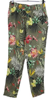Dámské khaki květované volné kalhoty Gerry Weber 