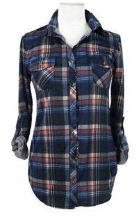 Dámská tmavomodro-růžová kostkovaná halenka PassPort 