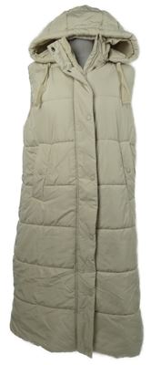 Dámská béžová šusťáková zateplená maxi vesta s kapucí M&S