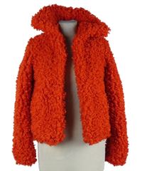 Dámský červený huňatý krátký kabát River Island 