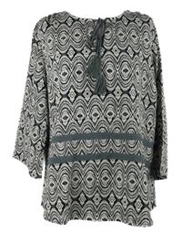 Dámská černo-šedá vzorovaná halenka s krajkou 