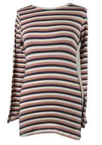 Dámské bílo-růžovo-tmavomodré pruhované triko Primark 