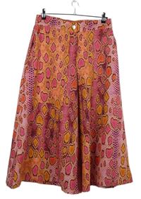 Dámské růžovo-oranžové vzorované culottes kalhoty Brian 
