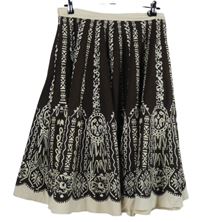 Dámská hnědo-smetanová vzorovaná plátěná midi sukně Debenhams 