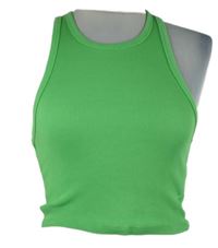 Dámský limetkový žebrovaný crop top FSBN