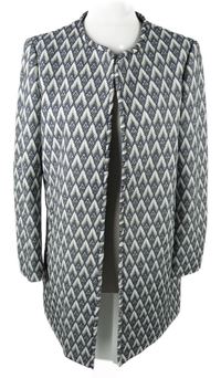 Dámský černo-bílý vzorovaný kabátový cardigán H&M