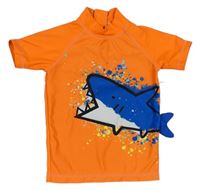 Neonově oranžové UV tričko se žralokem Next