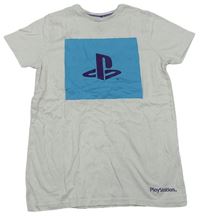 Bílo-modré tričko s potiskem Playstation 