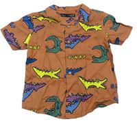 Hnědá košile s dinosaury Next