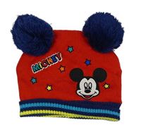 Červená čepice s Mickey Mousem a bambulemi Disney vel.98-116