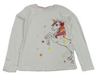 Bílé triko s jednorožcem kids