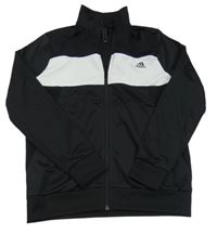 Černo-bílá sportovní propínací mikina s logem Adidas