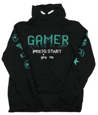 Černá mikina s nápisem a komínovým límcem H&M