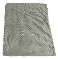 Šedá plyšová minky zateplená zavinovací deka do autosedačky se zvířátky