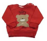 Červená mikina s medvědem