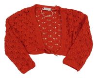 Červené pletené perforované bolerko Zara