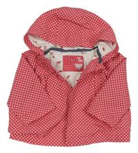 Malinová puntíkatá šusťáková jarní bunda s kapucí Tu