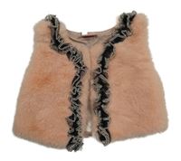 Světlerůžová kožešinová vesta s kanýrem