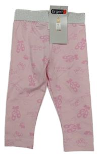 Nové - Růžovo-stříbrné legíny s obrázky Ergee