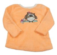 Neonově oranžová chlupatá mikina se sovičkou Primark