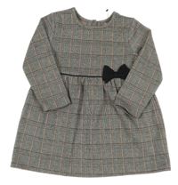 Černo-bílo-růžové kostkované teplákové šaty s mašlí Primark