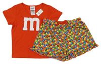 Nové - červeno-barevné pyžamo s M&M's