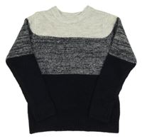 Tmavomodro-šedý melírovaný svetr H&M