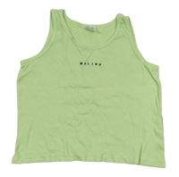 Zelenkavý žebrovaný crop top s nápisem Zara