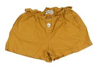 Hořčicové plátěné paper bag kraťasy Zara