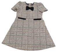 Bílo-světlerůžovo-černé vzorované pletené šaty s mašlí Matalan