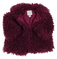 Vínový huňatý podšitý kabátek