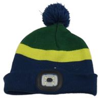 Zeleno-žluto-tmavomodrá čepice s LED světlem