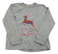 Šedé melírované pyžamové triko se sobem 