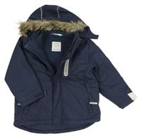 Tmavomodrá šusťáková zimní bunda s kapucí H&M