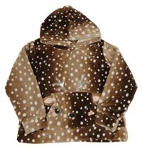 Hnědá puntíkatá chlupatá mikina s kapucí - sob H&M