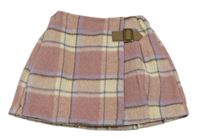 Starorůžovo-krémovo-lila kostkovaná sukně Next