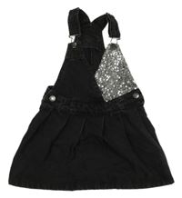 Černošedé riflové laclové šaty s flitry 