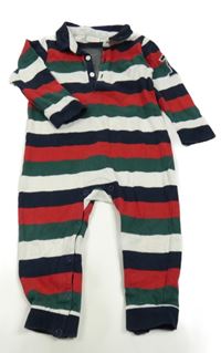 Tmavozeleno-bílo-červený pruhovaný overal Next