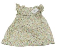 Nové - Bílo-zelené květované šaty Primark