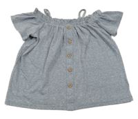 Šedé pruhované tričko s knoflíčky Next