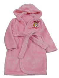 Růžový chlupatý župan s obrázkem a kapucí George
